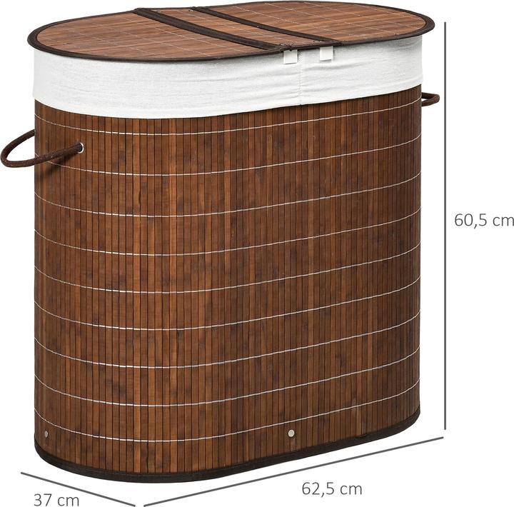 Produktbild Homcom Wäschekorb mit Flügeldeckel und 2 Fächern (50 l)