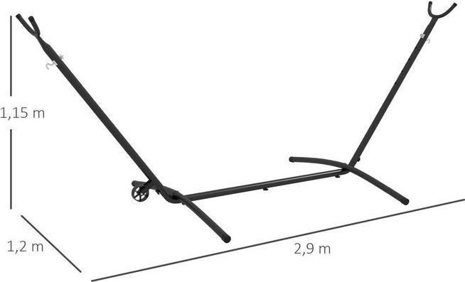 Actual product image Swisshandel24 Hängemattengestell mit Rollen, verstellbare Haken, bis 220 kg belastbar, stabiler Stahl (220 kg)