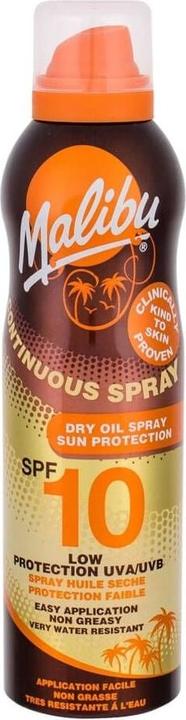 Image du produit Malibu Huile sèche en spray continu (Spray solaire, Jusqu'à SPF 10, 175 ml)