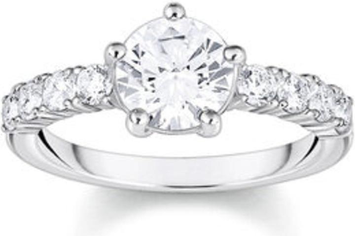 Produktbild Thomas Sabo Solitärring mit weissen Steinen Silber (56, 925 Silber)