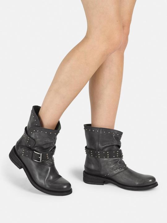 Produktbild Felmini GREDO D905 Bikerstiefel mit dekorativen Nieten entlang des Schafts und Schnallenriemen, mit einem Vi (41)