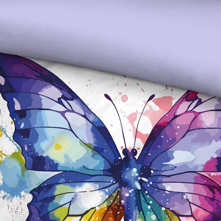 Produktbild Biberna Bettwäsche Schmetterling 44483-008 bunt (Bettwäsche Set, 135 x 200 cm, 80 x 80 cm)