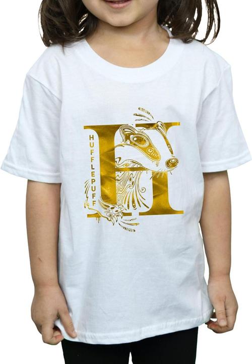 Actual product image Girls Hufflepuff Badger Cotton T-Shirt (128)