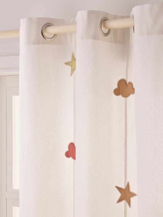 Actual product image Vertbaudet Kinderzimmer Vorhang STERNE & WOLKEN mit Ösen & Girlande (135 x 240 cm)
