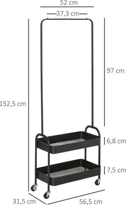 Actual product image Swisshandel24 Kleiderständer auf Rollen, Garderobenständer mit Kleiderstange, Schuhablage