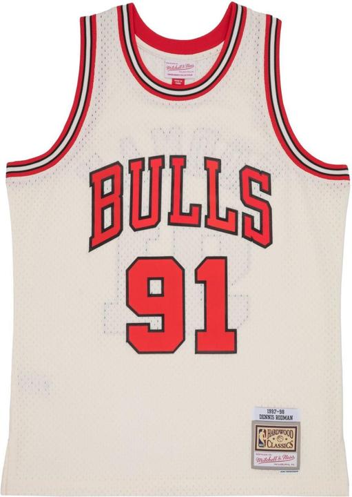 Actual product image Mitchell & Ness NBA Chicago Bulls Dennis Rodman Off White Team Colour Swingman Jersey Mens (L)