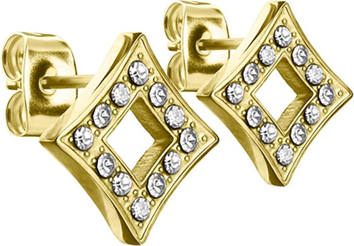 Actual product image Star Piercing Ear studs with square gold plated and crystal silver (without brass, Surgical steel 316L)