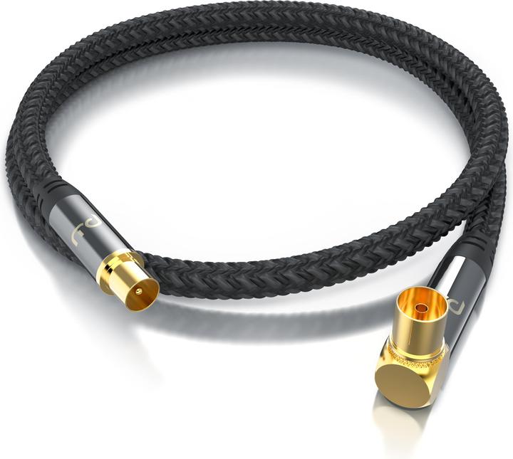 Actual product image Primewire Antenna cable angled with braiding, coaxial cable 75 Ohm HDTV, radio, DVB-T2 TV antenna cable (135 dB, Antenna cable)
