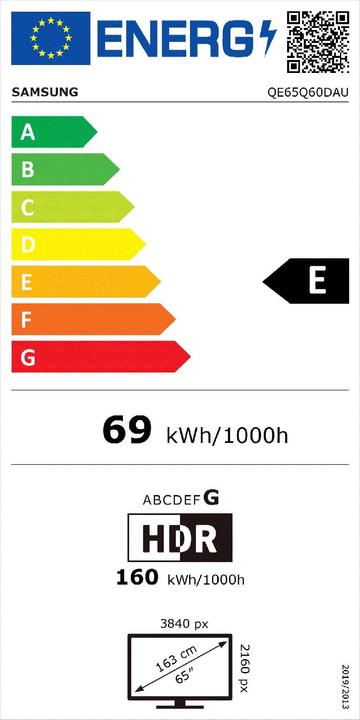 Energie-Label Samsung QE65Q60D (65", Q60D, QLED, 4K, 2024)