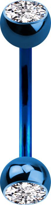 Actual product image Star Piercing Micro banana dark blue with two balls and silver crystal (without brass, Titanium G23)