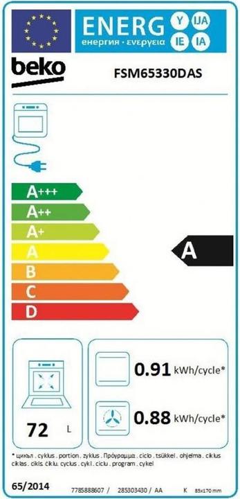 Label énergétique Beko FSM65330DAS