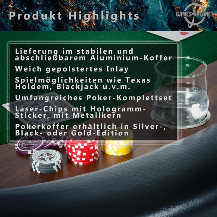 Immagine prodotto Games Planet Valigetta da poker, 500 fiches laser, edizione nera