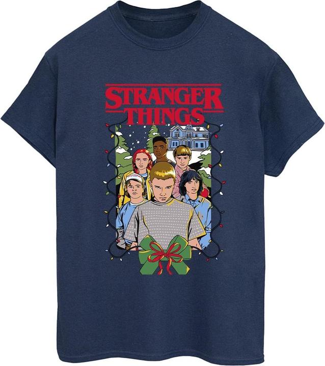 Actual product image Netflix Womens/Ladies Stranger Things Christmas Poster Cotton Boyfriend T-Shirt (3XL)