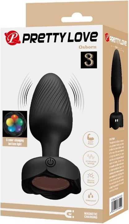 Produktbild Pretty Love - Osborn Anal Plug Mit LED Licht Schwarz 9,8 cm