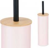 Actual product image Berilo metal toilet brush holder bamboo lid pink