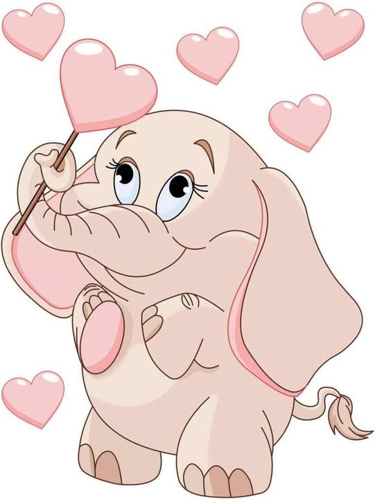 Actual product image Trenddeko Baby elephant with hearts (75 x 100 cm)