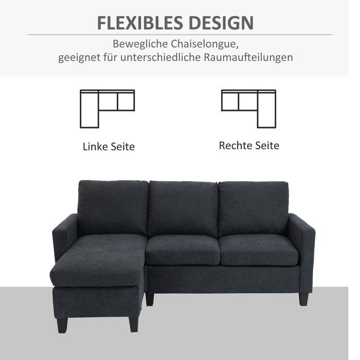 Immagine prodotto Swisshandel24 Divano ad angolo Divano in tessuto Set di divani ad angolo con chaise longue reversibile a L Grigio (Divano ad angolo)