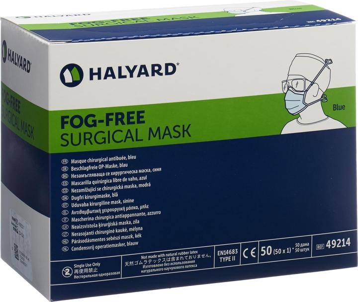 Produktbild Halyard OP Maske Fog Free blau Typ II Disp 50 Stk (Schutzklasse I, 50 x)