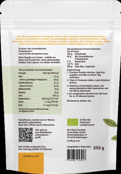 Valeurs nutritives et ingrédients Mrs Flury Protéines bio (350 g)