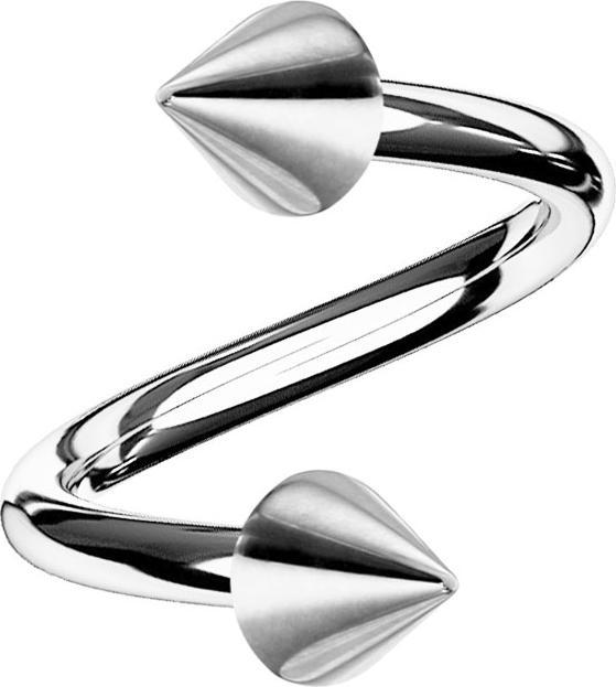 Image du produit Star Piercing Micro spirale argentée avec deux cônes (sans laiton, Acier chirurgical 316L)