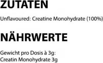 Nutritional values and ingredients MyProtein Creatine Monohydrate (250G bag) (1 Piece, Powder, 250 g)