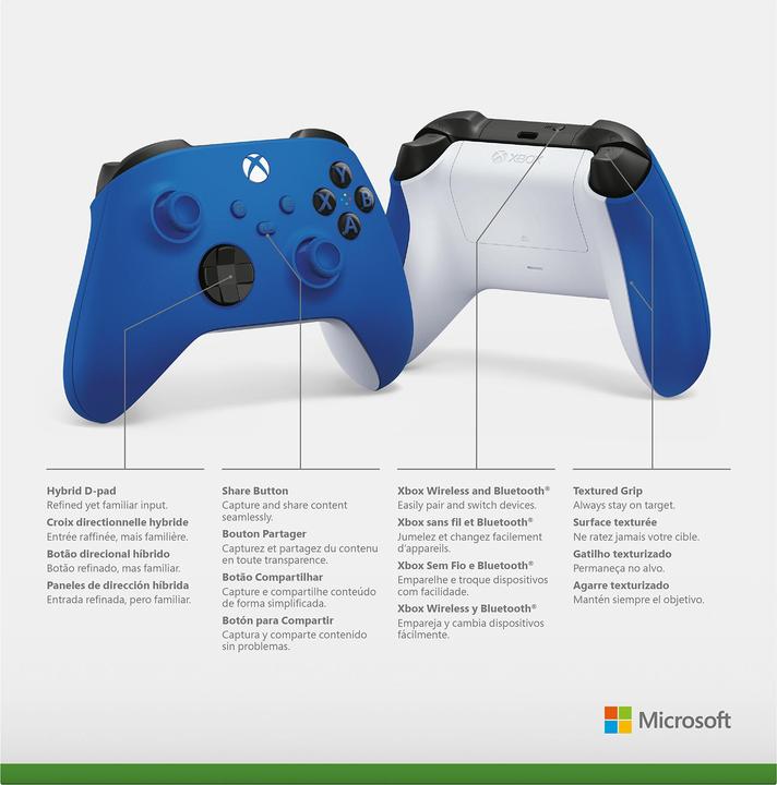 Actual product image Microsoft Xbox Wireless Controller - Shock Blue (PC, Xbox One X, Xbox Series X, Xbox One S, Xbox Series S)