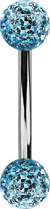 Produktbild Star Piercing Banane silber mit zwei Kristallkugeln aqua Epoxy Schutzschicht (ohne Messing, Titan G23)