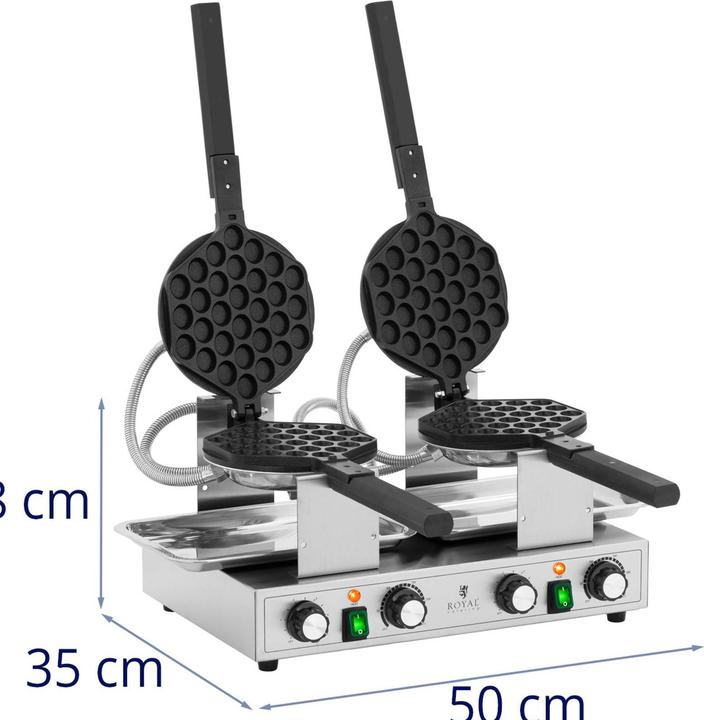 Produktbild Royal Catering Bubble Waffeleisen Waffelmaschine Waffelautomat 2 x 1400 W 50 - 250 °C 0 - 5 min