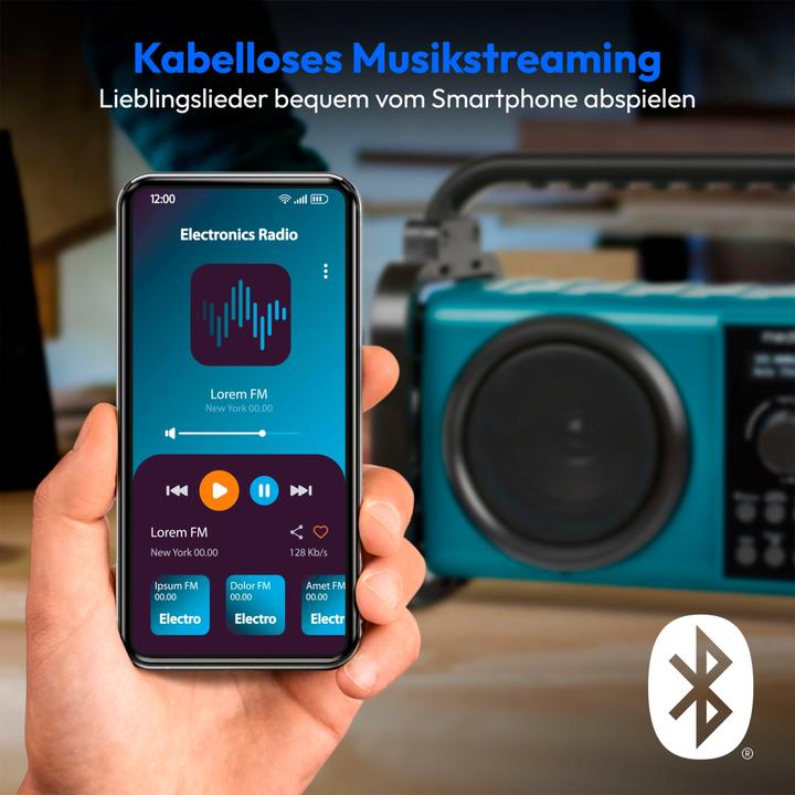 Productafbeelding Medion MD 43877 DAB+/BT klusradio zwart / blauw (DAB+, MW, AM, FM, PLL, Bluetooth)