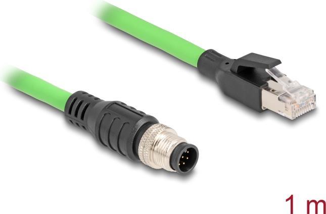 Actual product image Delock M12 cable A-coded 8 pin plug to RJ45 plug PUR (TPU) 1 m (SF/UTP, 1 m)