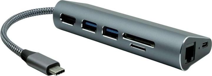Productafbeelding ProXtend USB-C 17,80cm (7") 1 Video En Netwerk HUB PD 65W (USB-C, 1 Havens)