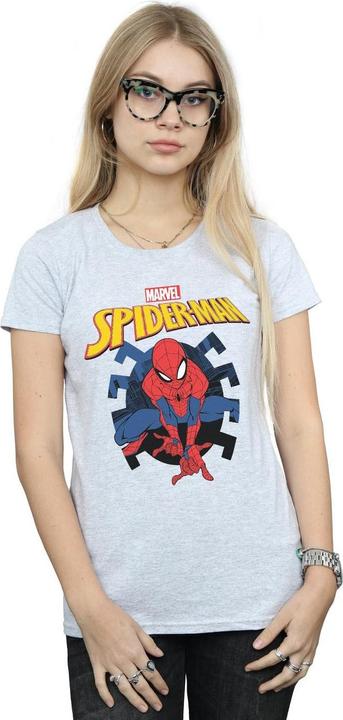 Actual product image Womens/Ladies Spider-Man Web Shooting Emblem Logo Cotton T-Shirt (XL)