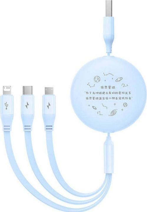 Produktbild Baseus USB cable 3-in-1 charging cable USB to USB-C, USB-M, Lightning 3.5A, 1.1m (blue) (1.10 m)