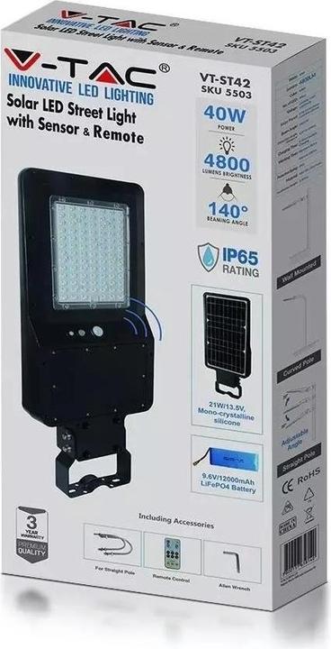 Produktbild V-TAC Solar Strassenlampe (4800 lm, IP65)