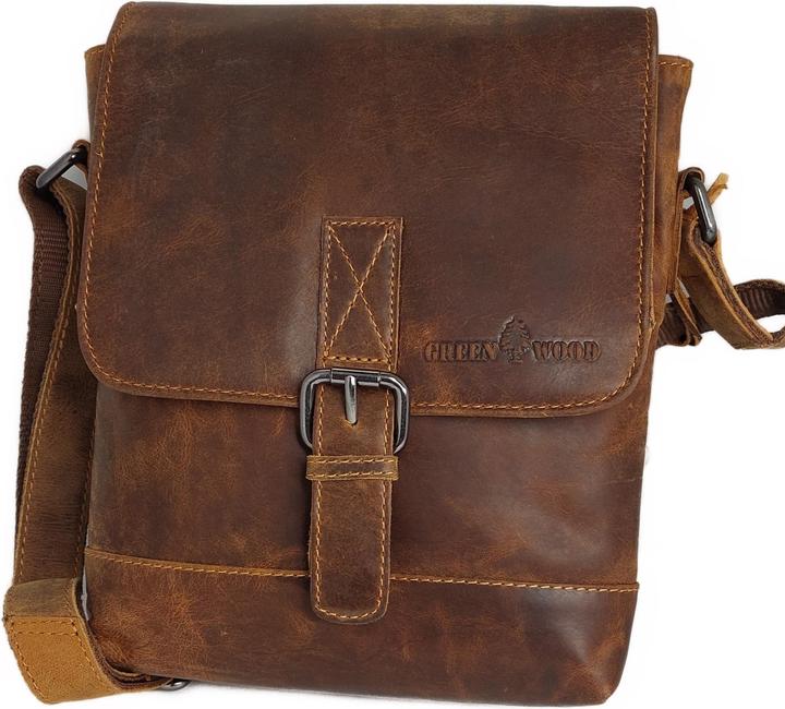 Produktbild Greenwood Herrentasche Echtleder 10 Zoll Rio Vintage Look Camel No.7