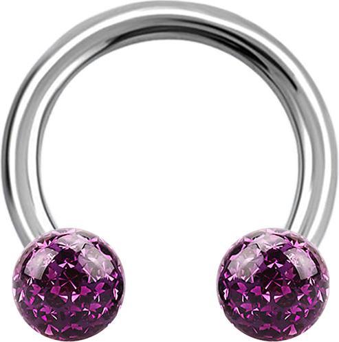 Produktbild Star Piercing Circular Barbell silber mit zwei Kristall Kugeln violett Epoxy Schutzschicht (Chirurgenstahl 316L, ohne Messing)
