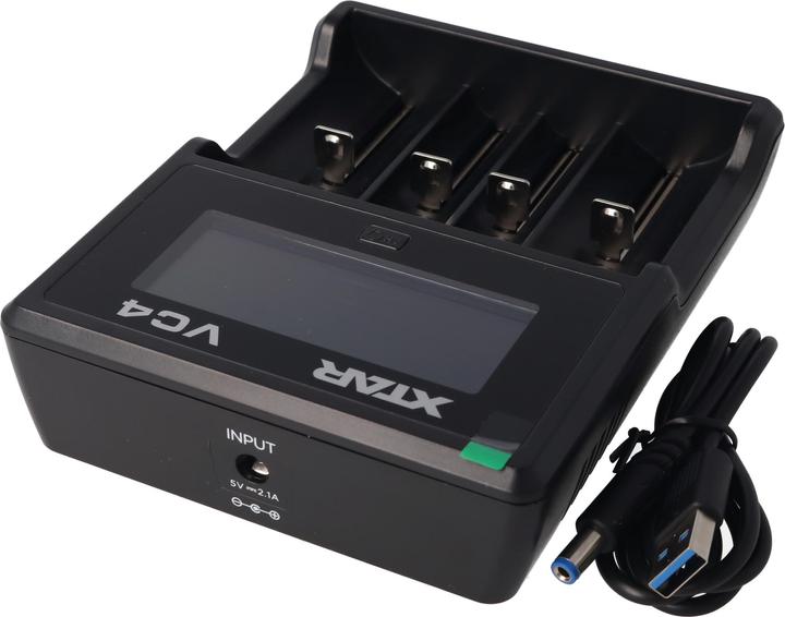 Produktbild AccuCell Akku 4x Panasonic 18650 Li-ion und 4fach Li-ion Schnell-Ladegerät (4 Stk., 18650, 3400 mAh, Ladegerät inkl. Akku)