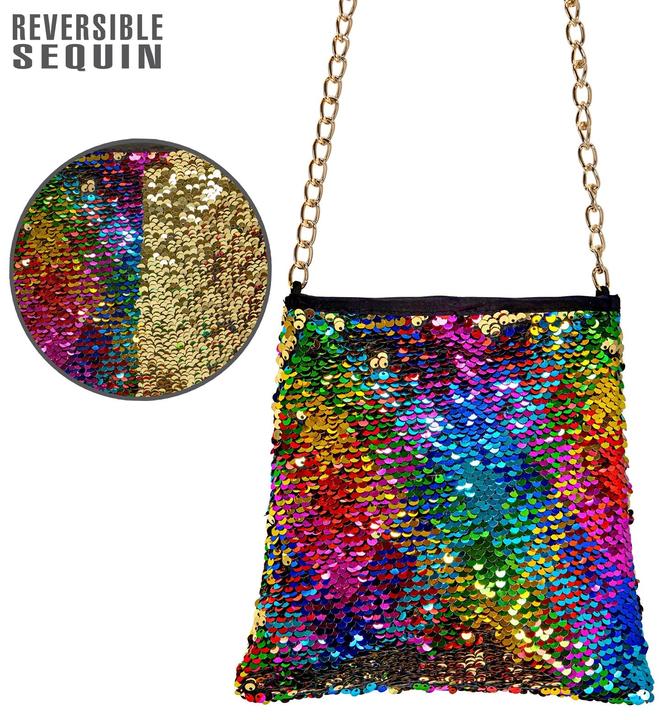 Produktbild Widmann Kostüm Umhänge Tasche mit Wende Pailletten Regenbogen/ Gold