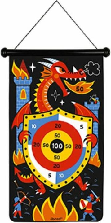 Actual product image Janod J02084 Magnetic dart game on the topic of dragons and knights front/back Skill game