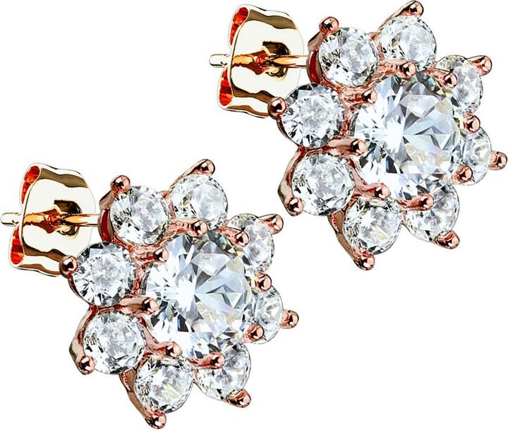 Produktbild Star Piercing Ohrstecker rosegold Kristallblume mit grossem Kristall (Chirurgenstahl 316L, Messing)