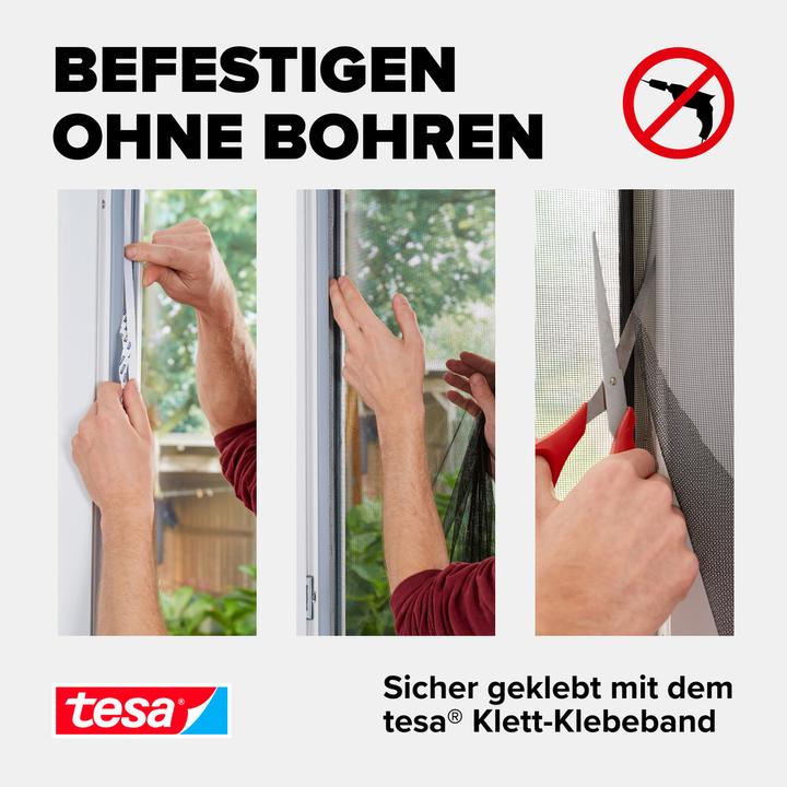 Produktbild tesa Insektenschutz STANDARD für Fenster, zweiteilig, mit Klettband, ohne Bohren (65 x 220 cm)