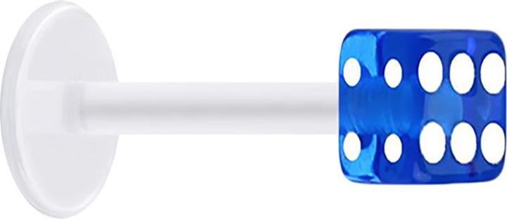 Produktbild Star Piercing Micro Labret transparent mit Würfel dunkelblau transparent (ohne Messing, Acryl, Bioflex)