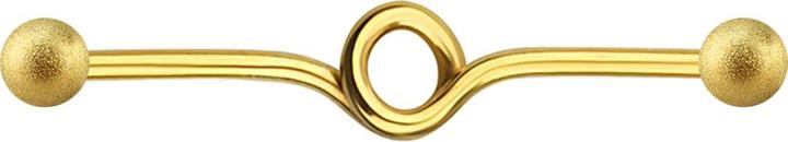Produktbild Star Piercing Barbell vergoldet Schleife mit zwei Kugeln gesprenkelt (Chirurgenstahl 316L)