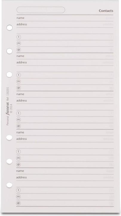 Produktbild Filofax Adressen Notizblatt (95 x 171 mm)