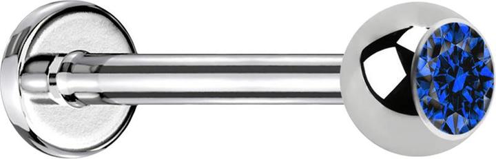 Image du produit Star Piercing Micro Labret argenté avec cristal boule bleu foncé (sans laiton, Acier chirurgical 316L)