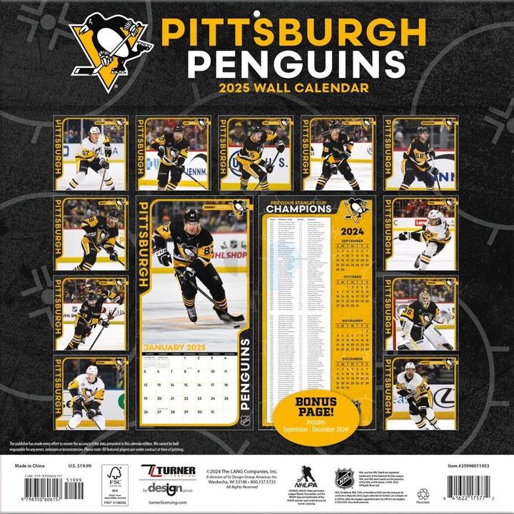 Actual product image NHL - Pittsburgh Penguins - 30.5 x 30.5 cm team wall calendar 2025 (30.5 x 30.5 cm, French, Italian, Spanish, German, English)