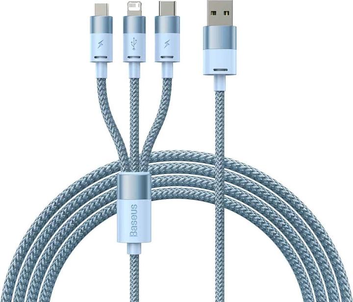Produktbild Baseus 3in1 USB cable StarSpeed Series, USB-C + Micro + Lightning 3,5A, 1.2m (Blue) (1.20 m, USB 3.0)