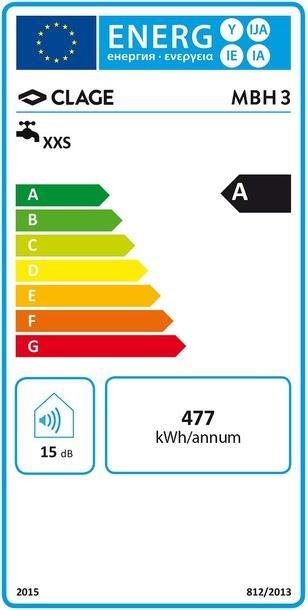 Etichetta energetica Clage Piccolo scaldacqua istantaneo MBH3 idraulico 3,5 kW