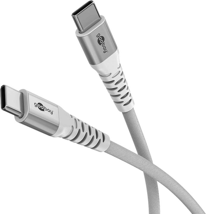Produktbild Goobay USB-C-auf-USB-C-Textilkabel mit Metallsteckern, 2 m, weiss (2 m, USB 2.0)