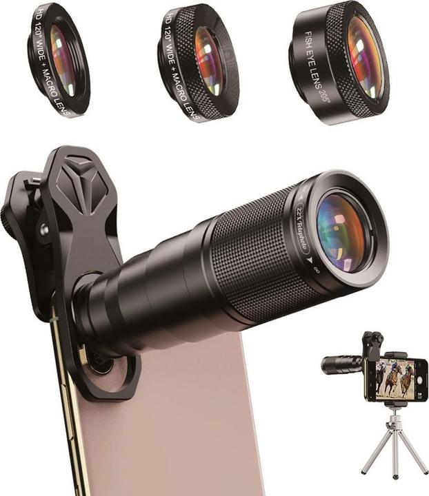 Immagine prodotto Deltalabs Smartphone Teleskop-Objektiv 22x – Fisheye, Makro, Weitwinkel & Stativ